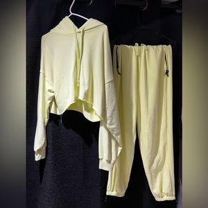 Neon yellow matching track suit set from Garage.